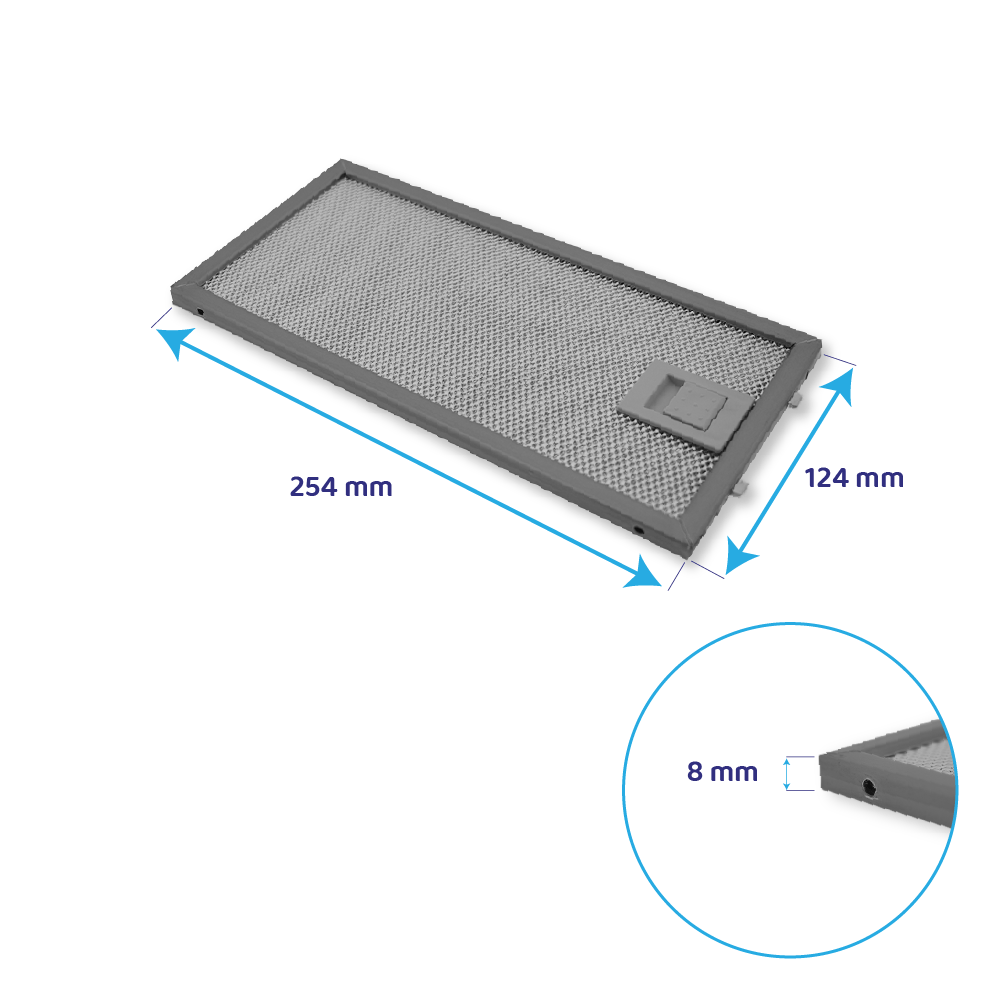 Metaalfilter geschikt voor Ikea 124x254x8mm 4055348199