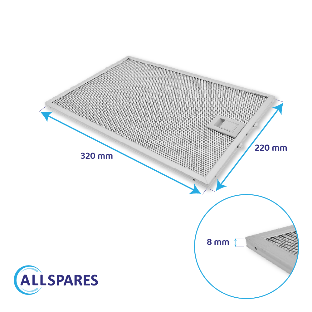 Metaalfilter 320x220mm geschikt voor Bosch 362380 / 00362380