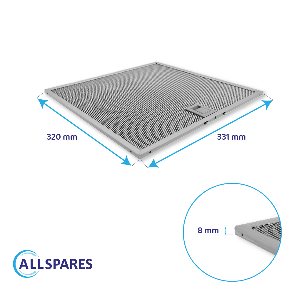 Metaalfilter 320x330mm geschikt voor Bosch 362381 / 00362381