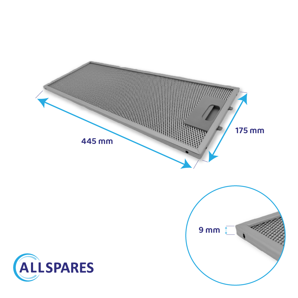 Metaalfilter 445x175mm geschikt voor Bosch 352813 / 00352813