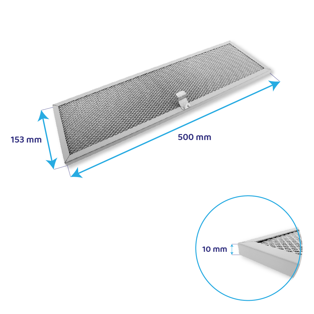 Metaalfilter 500x153mm geschikt voor Novy 563-8015A