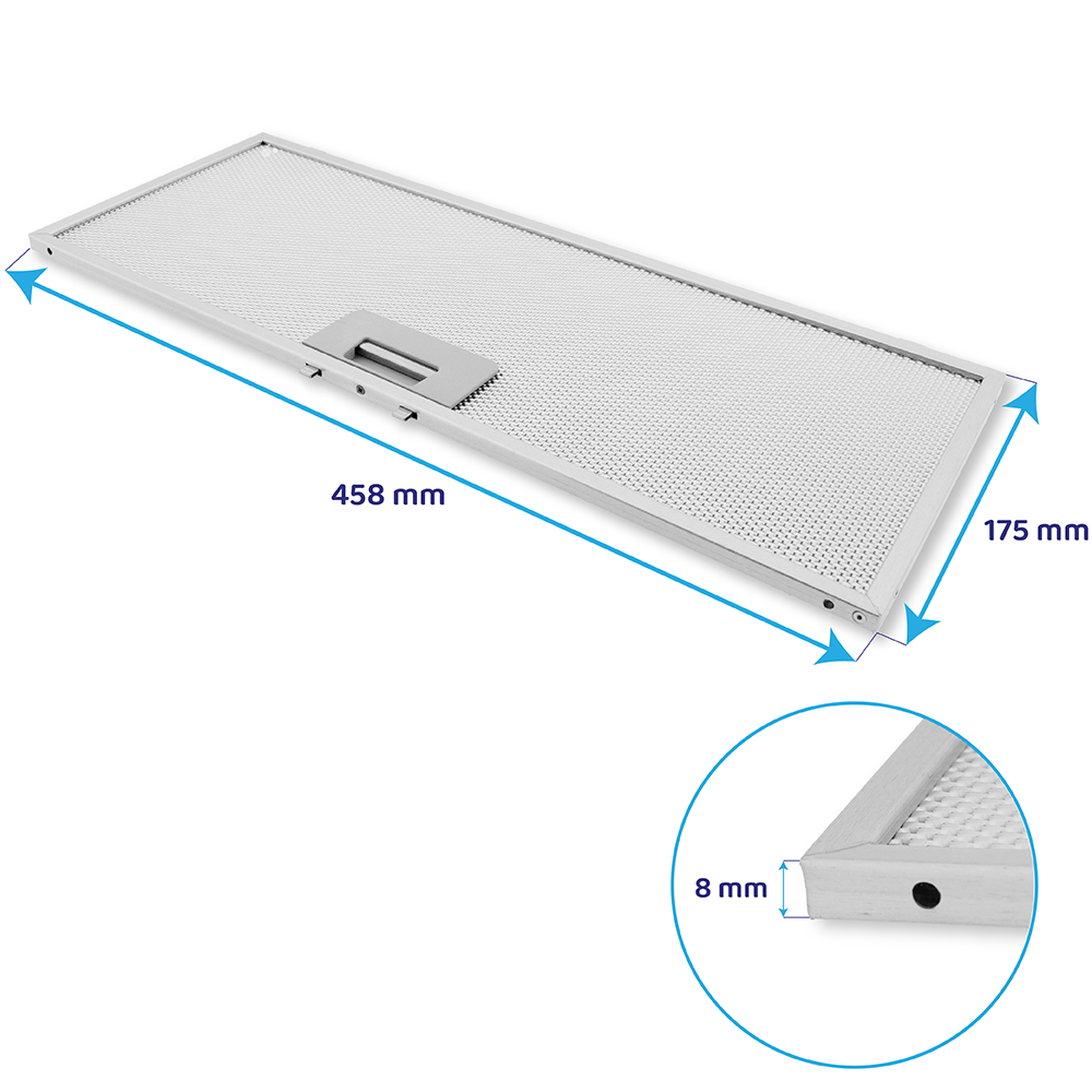 Metaalfilter 458x175x8mm geschikt voor Hotpoint-Ariston 481248058314