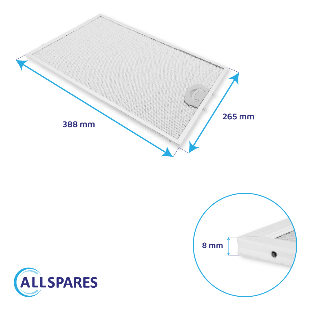 Metaalfilter 388x265x8mm geschikt voor Blaupunkt 742967 / 5Z5101X5