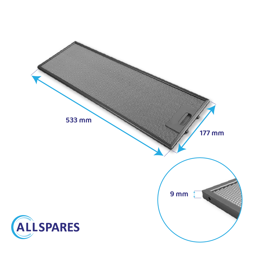 Metaalfilter 532x176x9mm geschikt voor Candy 49025283