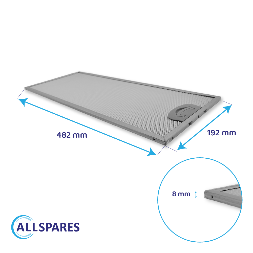 Metaalfilter 482x192mm geschikt voor Balay 11022474