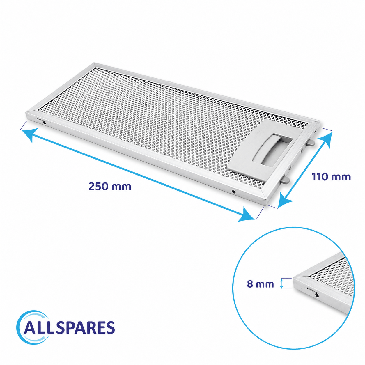 Metaalfilter 250x110mm geschikt voor Siemens 11022470