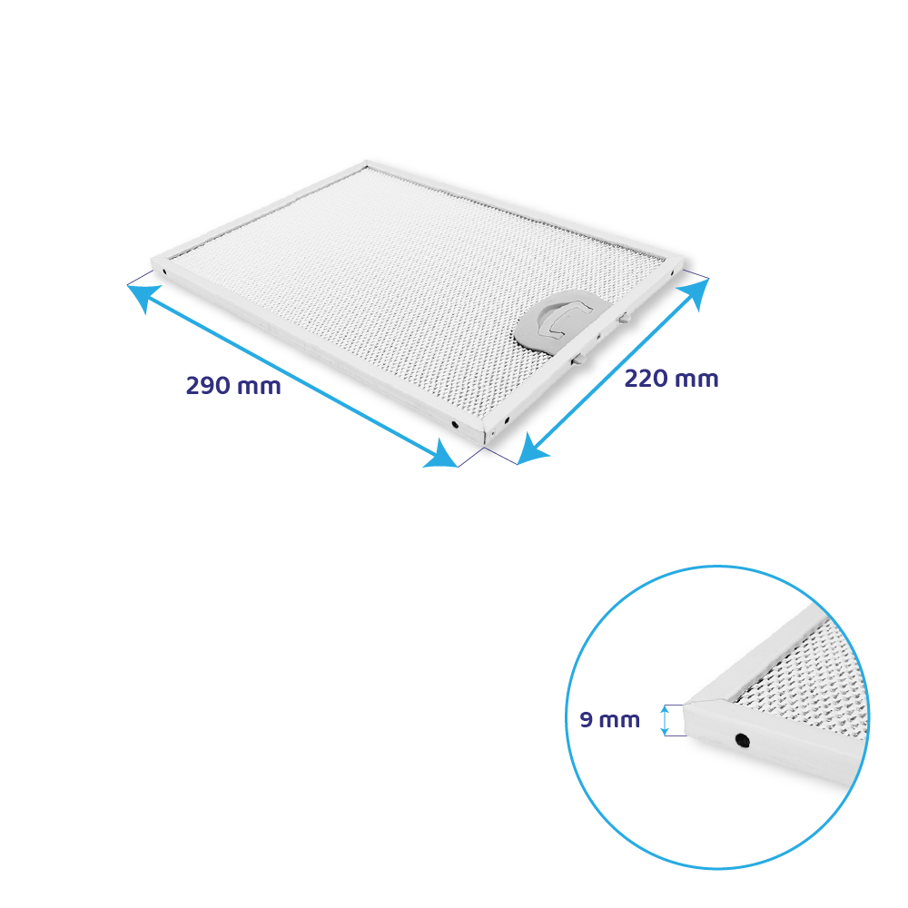 Metaalfilter 290x220mm geschikt voor Airone ACFMAA9X22X29MC000