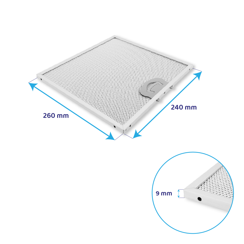 Metaalfilter 261x240mm geschikt voor Airone ACFMAA9X26X24MC000