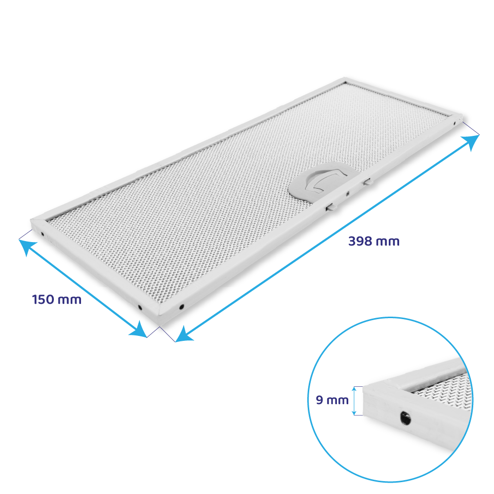 Metaalfilter 398x150mm geschikt voor Airone ACFMAA9X150X398000