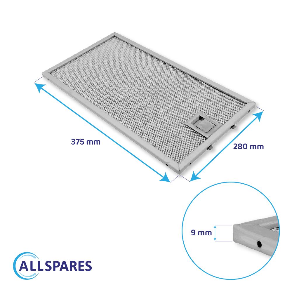 Metaalfilter 320x171mm geschikt voor Miele 8258211