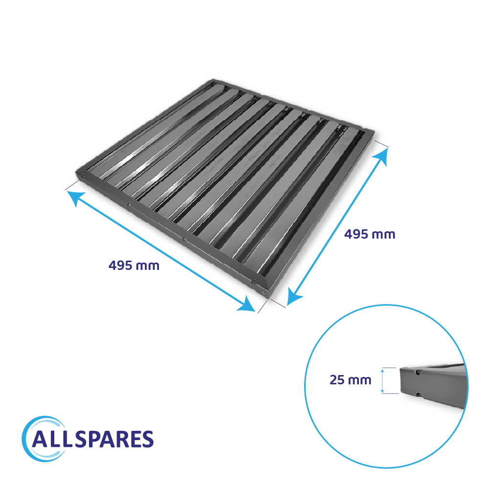 Lamellenfilter 495x495x25mm voor Horeca Afzuigkap