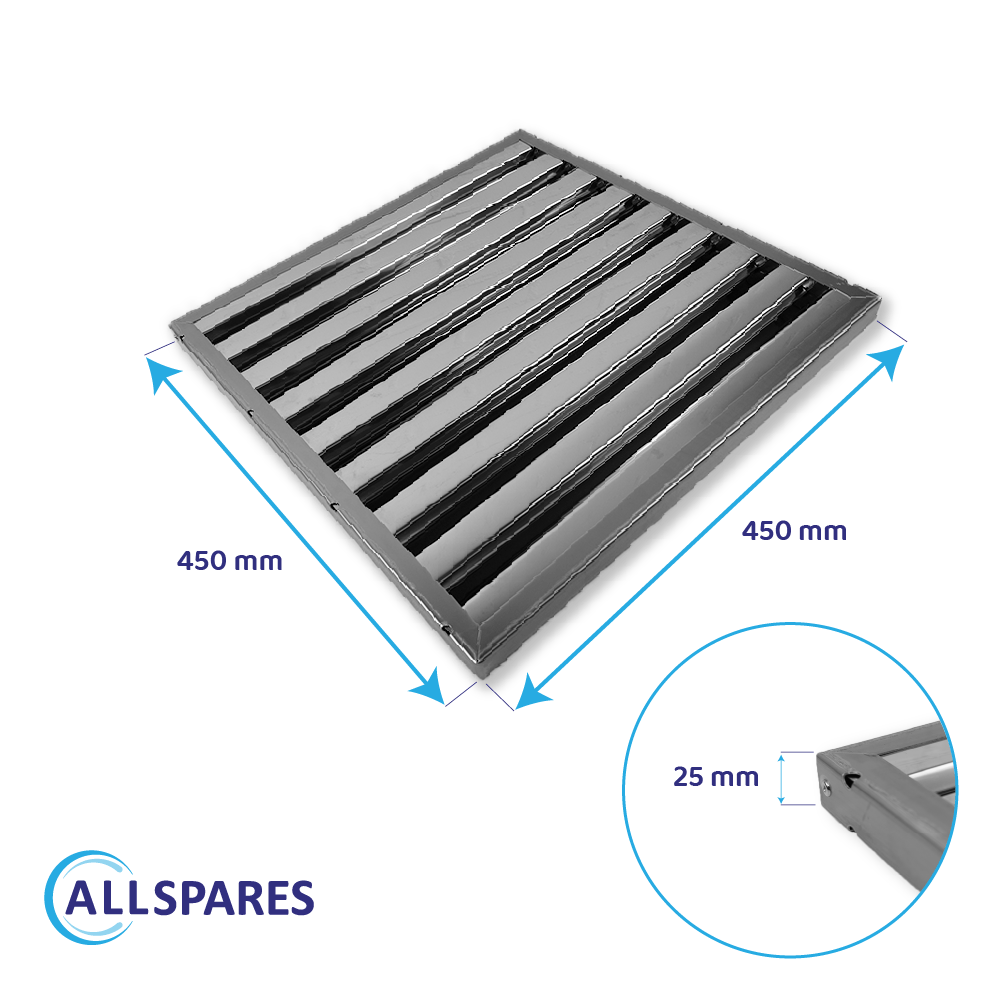 Lamellenfilter 450x450x25mm voor Horeca Afzuigkap