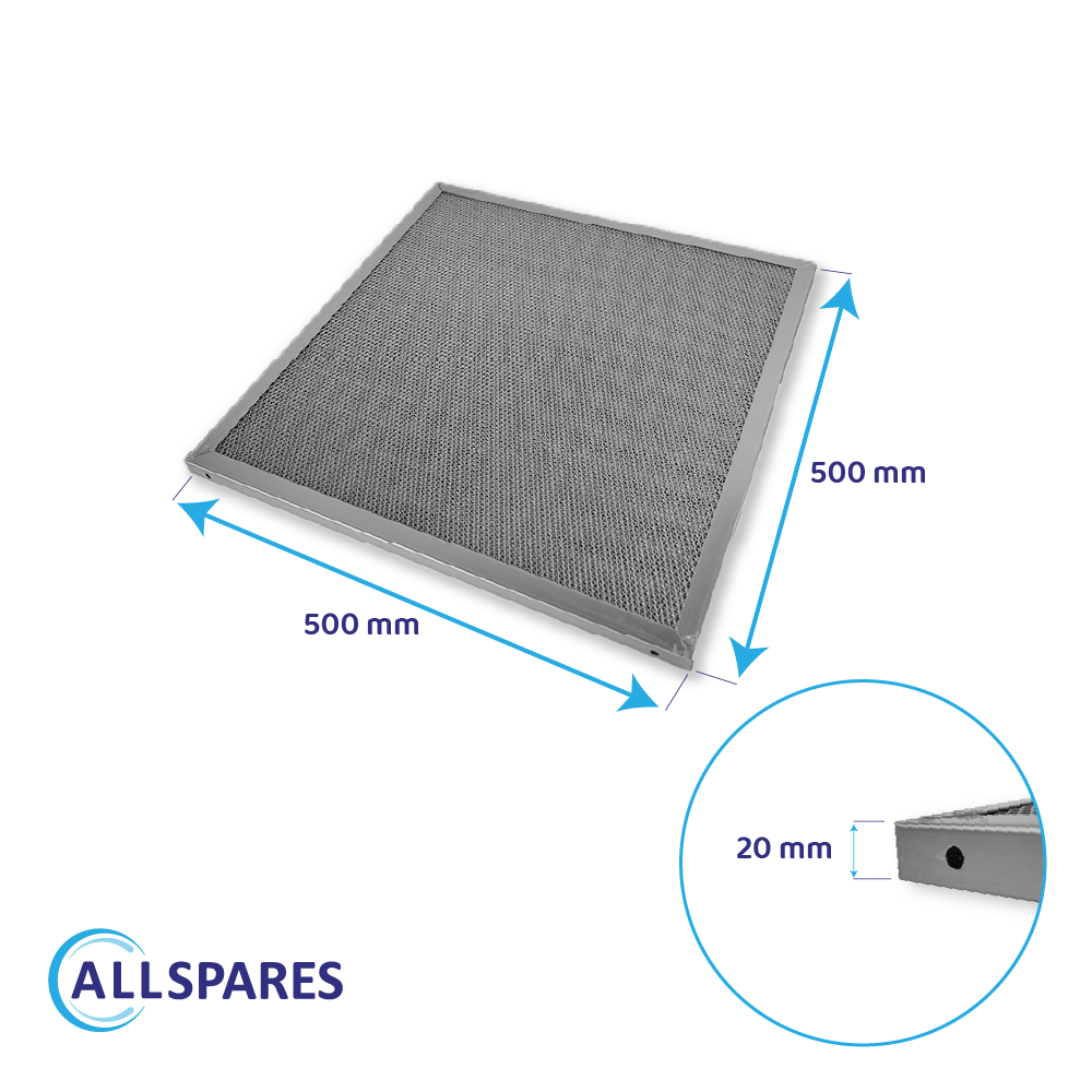 RVS Gaasfilter 500x500x20mm voor Horeca Afzuigkap