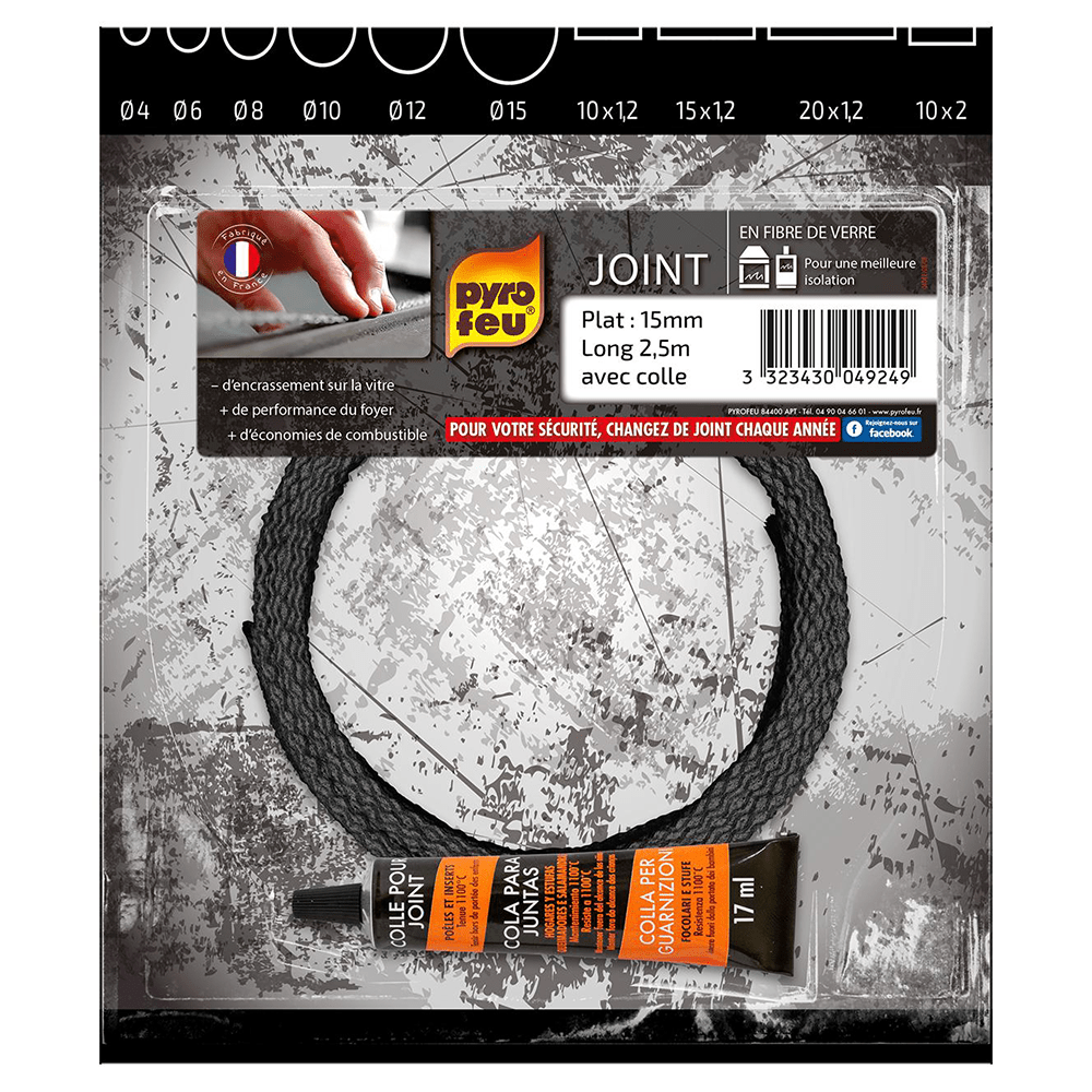 Pyrofeu Kachelkoord plat 15x1,2mm + Lijm