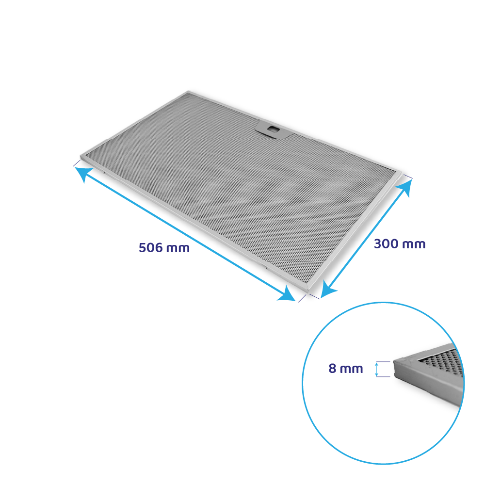 Metaalfilter 506x300x8mm geschikt voor Zanussi 4055135349